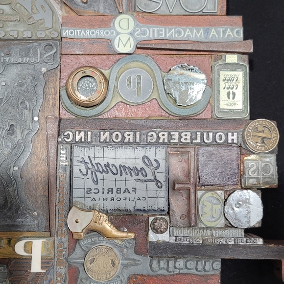 OOAK Steampunk-esque Vintage Letterpress Block Wall Art - Picture 6 of 11